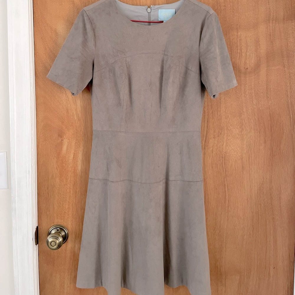 Faux suede dress w/ Flared Skirt